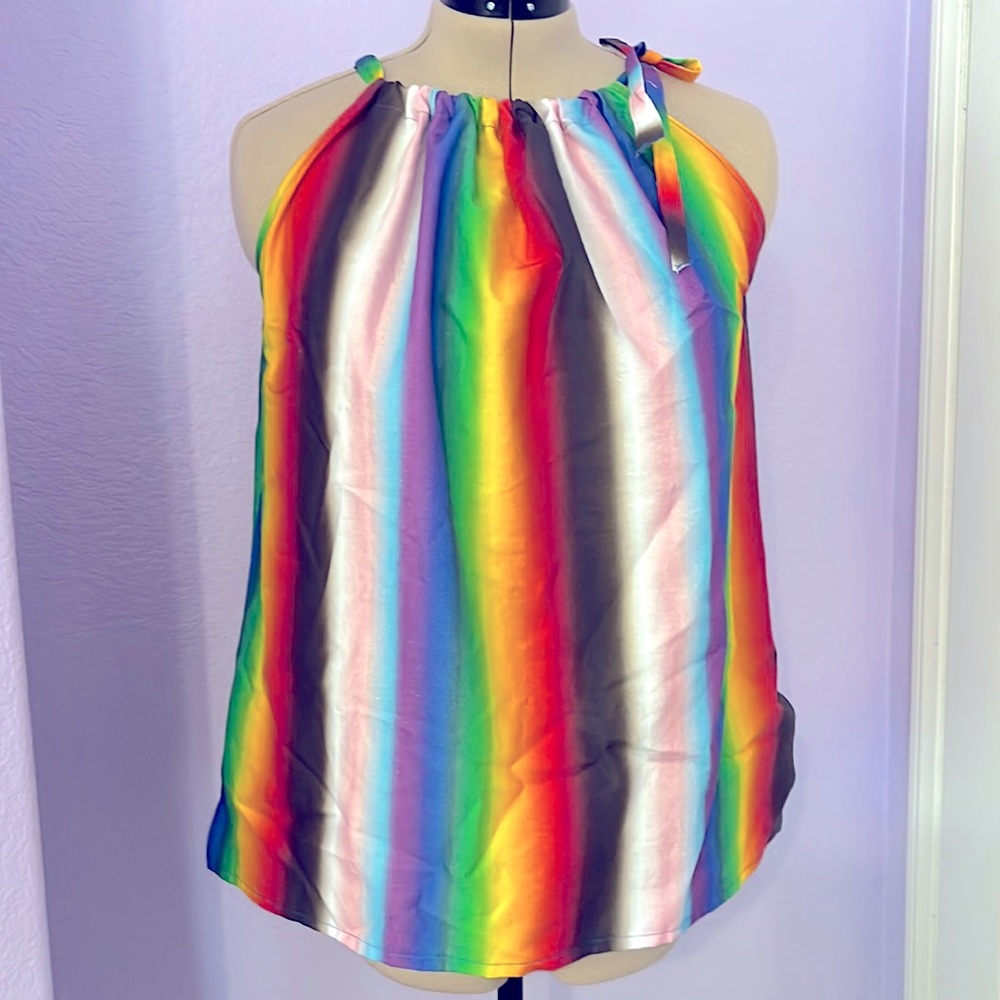 Hand made hand crafted Rainbow top